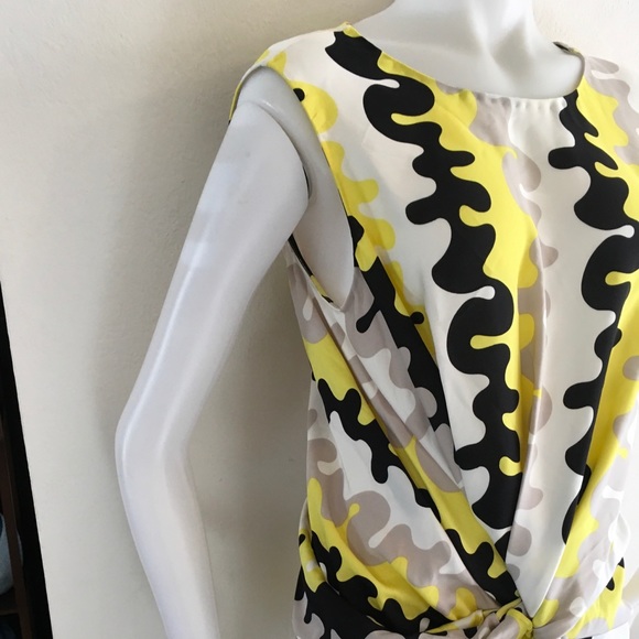 DIANE VON FURSTENBERG B&W Yellow Silk Twist Dress - Picture 3 of 8